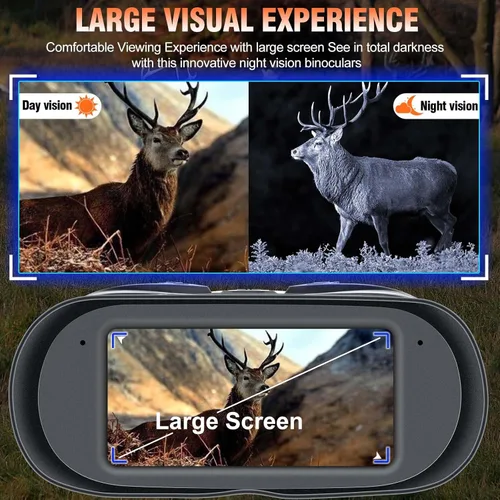 Miniatura 3 de Nightiger Binoculares de visión diurna/nocturna con función de rango, pantalla HD grande, zoom digital 10X, rango de visión de 2624 pies, gafas