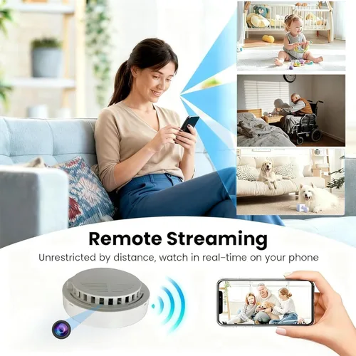 Miniatura 4 de Detector de humo manual de cámara oculta – Gran angular de 150°, detección de movimiento, visión nocturna, 5000mAh y 2.4G WiFi hecho a mano, ideal