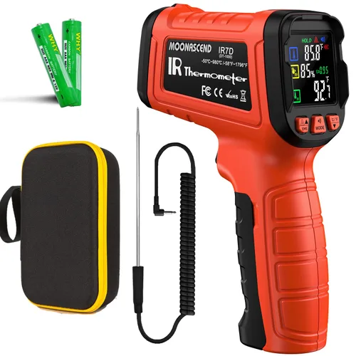 Miniatura 13 de Pistola de termómetro infrarrojo 50:1, pistola de temperatura láser sin contacto de -58 °F a 2732 °F para cocinar, horno de pizza, reptil, plancha