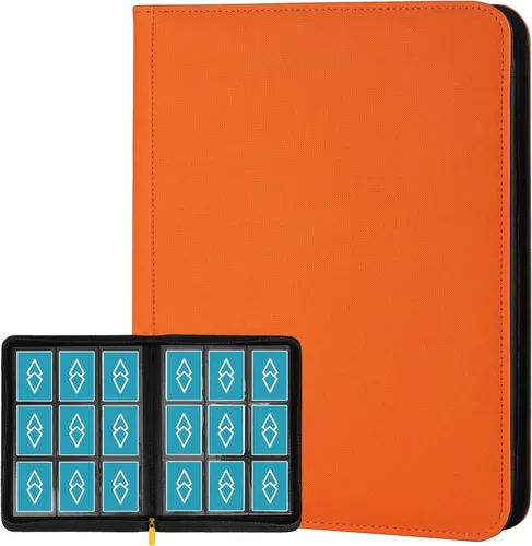 Miniatura 53 de GERMUN Carpeta de tarjetas de poliuretano, 16 bolsillos, carpetas de soporte premium para más de 1000 tarjetas, álbum de bolsillo de doble cara