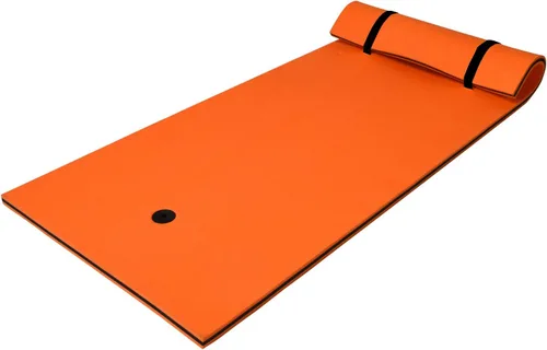 GLACER Almohadilla de agua flotante de 87 x 36 pulgadas, 3 capas de espuma XPE flotante para recreaciones acuáticas, isla flotante para piscinas,