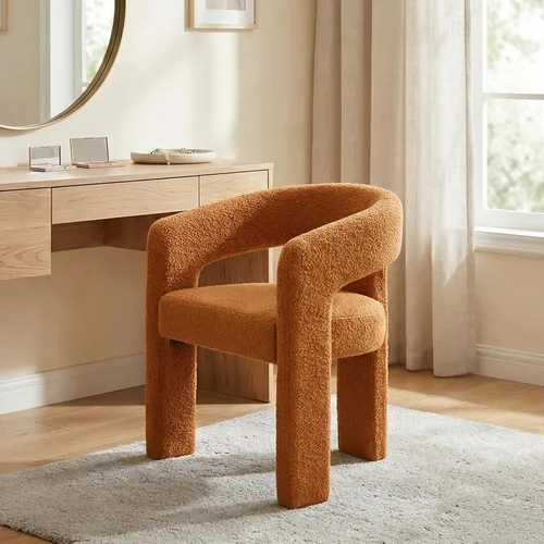 Miniatura 59 de HNY Silla moderna de cocina y comedor de estilo barril, silla de acento tapizada en cuero sintético PU con brazo, silla de lado de 47 cm de ancho