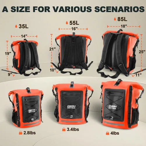 Miniatura 2 de Mochila Impermeable Bolsa Seca 35L/55L/85L – Mochila de Senderismo Resistente con Cierre Enrollable Superior Mantiene el Equipo Seco para Viajes