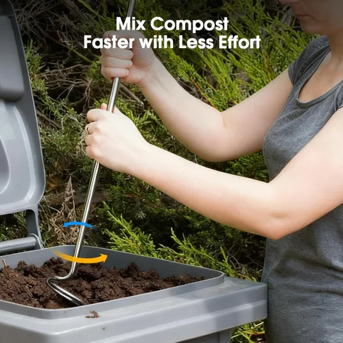 Miniatura 6 de Herramienta Aireadora de Compost, Girador de Compost en Espiral Resistente con Mango Ergonómico, Herramienta de Aireación Manual de Suelo
