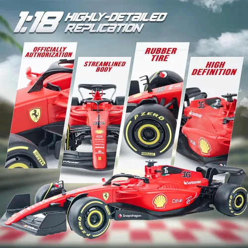 Miniatura 3 de BEZGAR Auto a control remoto Ferrari F1 75 1:18 - Coche de carreras RC de 2.4GHz con librea auténtica, pegatinas adhesivas DIY - F1 con licencia