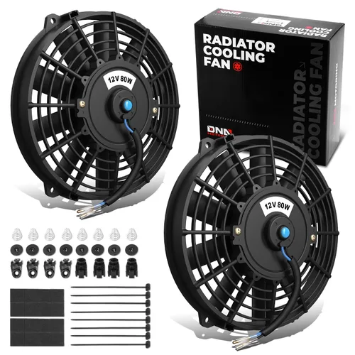 Miniatura 8 de DNA Motoring Ventilador de radiador delgado de refrigeración eléctrica de alto rendimiento de 12 pulgadas con kit de montaje, rojo, 2 piezas