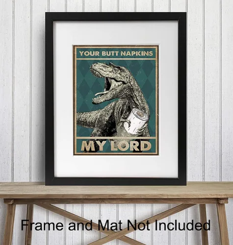 Miniatura 3 de Your Butt Napkins My Lord - Divertida decoración de pared de baño, decoración de pared de dinosaurio de dinosaurio, obra de arte de baño para niños