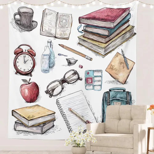 Miniatura 43 de Batmerry Tapiz de pintura abstracta apagado, trazos de expresión artística arte de pared, decoración para colgar, fibra de poliéster, blanco