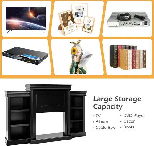 Miniatura 8 de Tangkula Soporte de mantel independiente de 70 pulgadas, gabinete moderno con chimenea para sala de estar, dormitorio, mesa consola de madera
