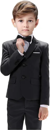 Miniatura 4 de Trajes de 5 piezas para niños, pantalones blazer ajustados, color negro y azul, traje para boda