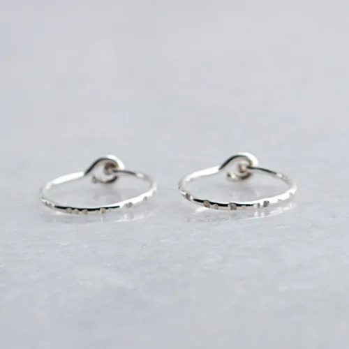 Miniatura 74 de Aretes de plata de ley abiertos para cartílago, tragus, delgados, calibre 22