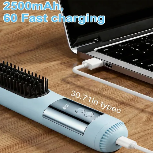 Miniatura 3 de Go Brush Pro 2026 - Cepillo alisador de pelo inalámbrico portátil de 3 temperaturas para viajes, calor rápido de 30 segundos y pantalla digital LED