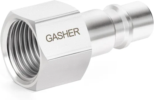 Miniatura 7 de GASHER 5 piezas de ajuste de herramienta de aire industrial de acero inoxidable 304 NPT hembra de 1/4 pulgada, tapones neumáticos de alto flujo