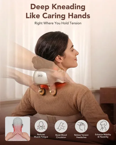 Miniatura 3 de SKG H7 Ultra E Masajeador de cuello inalámbrico para aliviar el dolor de tejido profundo, regalos del día del padre, masajeador ajustable de cuello