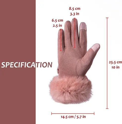 Miniatura 5 de Hysenm Women Winter Gloves With Touch Screen Fingers Warm Suede Gloves Texting Thermal Windproof Mittens for Driving Running