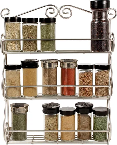 Miniatura 10 de FitWell - Estante de especias de pared con desplazamiento de 3 niveles, gabinete de especias tradicional y cocina, organizador de belleza y esmalte