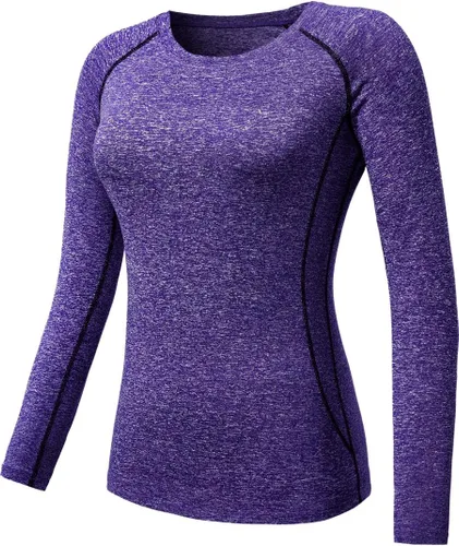 Miniatura 49 de CADMUS Paquete de 1 o 3 camisetas de entrenamiento de manga larga para mujer, camiseta de compresión de ajuste seco para correr