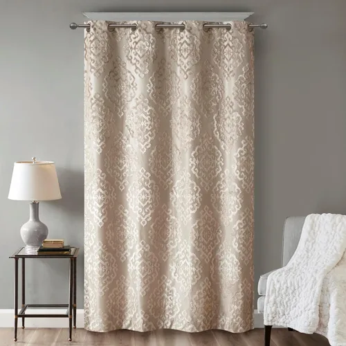 Miniatura 6 de Sun Smart Mirage - Cortina opaca para ventana (100 % de eliminación de luz), tela tejida de estilo jacquard, patrón damasco, con ojales, 50 x 84