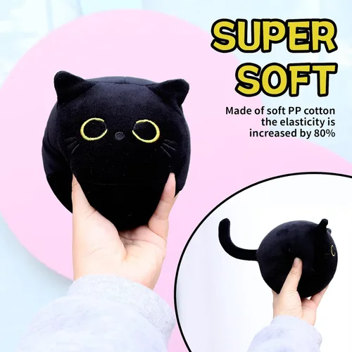 Miniatura 4 de Peluche de Gato Negro, 3 Piezas de Lindo Mini Gato Negro de Peluche para Decoración del Hogar, Suave Peluche de Gato para Cumpleaños para Niños