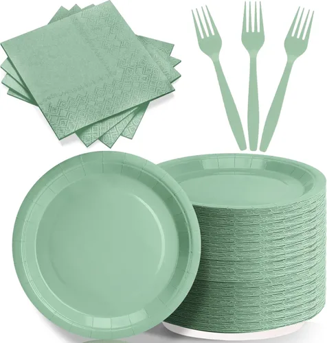 Miniatura 8 de Platos y servilletas de papel negro para fiestas, platos de postre de 50 x 7 pulgadas, servilletas de 50 x 5 pulgadas y tenedores de 50 x 7.08