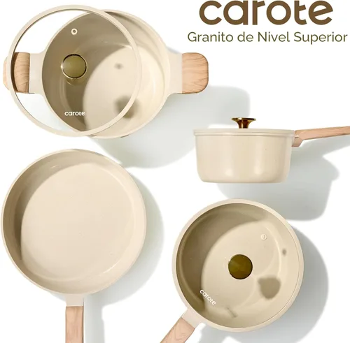 Miniatura 7 de CAROTE Juego de 22 piezas de ollas y sartenes antiadherentes, juego de utensilios de cocina de cerámica, juego de cocina no tóxico, sin PFAS y PFOA