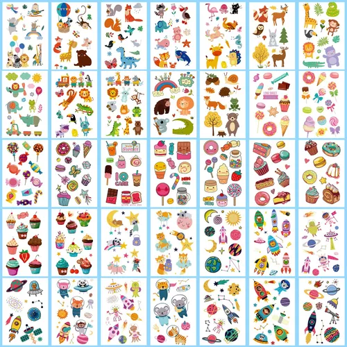 Miniatura 4 de Partywind 100 hojas (1150 estilos), tatuajes temporales para niños, rellenos de bolsas de golosinas, calcomanías de tatuaje falsas para niños
