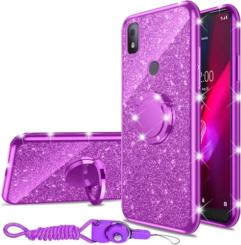 Miniatura 8 de nancheng Funda de teléfono para TCL A3X (A600DL), funda para Alcatel TCL A3X niñas y mujeres, bonita funda de silicona transparente con purpurina