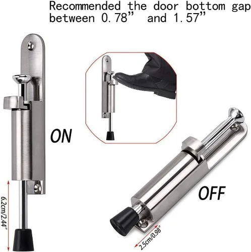Miniatura 4 de CertBuy - Paquete de 2 topes de puerta abatibles, de acero inoxidable, fácil escalón, con resorte, telescópico, cerraduras de puerta ajustables