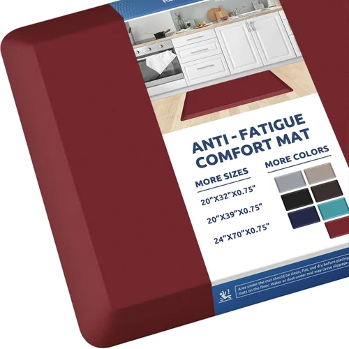 Miniatura 61 de KitchenClouds Alfombra de cocina acolchada anti fatiga, 17.3 x 60 pulgadas, impermeable, antideslizante, tapete de escritorio cómodo, para cocina