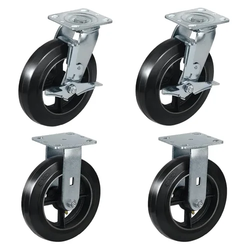 Miniatura 35 de Ruedas industriales de 5 x 2 pulgadas, rueda de goma en hierro fundido, juego de 4 ruedas resistentes con capacidad de hasta 1800 libras