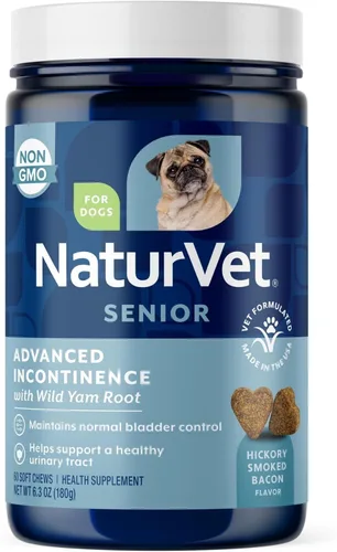 NaturVet Suplemento para perros de incontinencia avanzada para personas mayores – Ayuda a apoyar el control de la vejiga del perro, micción normal –