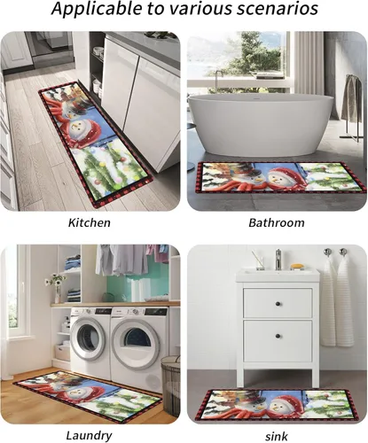 Miniatura 5 de Tapete de baño de muñeco de nieve de Navidad para bañera, tapete antideslizante de secado rápido y absorbente, tierra de diatomeas, fregadero