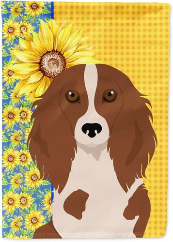 Miniatura 230 de Caroline's Treasures WDK5331CHF - Bandera de verano con diseño de girasoles rojos y blancos, manga grande, para porche, para colgar en la pared