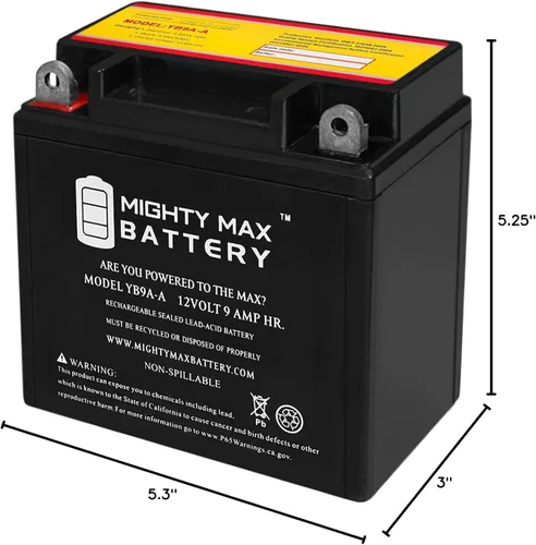 Miniatura 9 de Mighty Max Battery Reemplazo de batería YB9A-A 12V 9AH 130 CCA para Delco CB9A-A