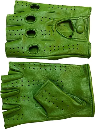 Guantes sin forro de piel de oveja genuina para hombre, medio dedo, ciclismo, motocicleta, ejercicio y fitness, sin forro