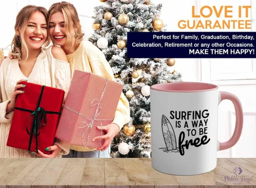 Miniatura 6 de Surfing Two Tone Pink Edition Taza de café de 11 oz – Surfing is free A – Surfing is free A – Surfing is free A – Surfing ing Enthusiast Gifts Water