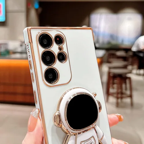 Miniatura 4 de phylla Funda de teléfono para Samsung Galaxy S22 Ultra de 6.8 pulgadas, cubierta de lujo con soporte de astronauta con bonito corazón de amor, Blanco