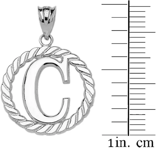 Miniatura 2 de Colgante de plata de ley 925 con cuerda de círculo C con inicial