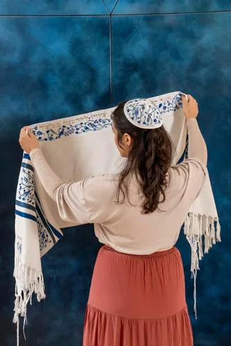 Miniatura 5 de Yair Emanuel Tallit - Bordado Completo - Matriarcas - Azul