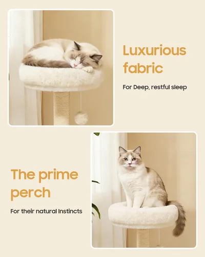 Miniatura 5 de Árbol para gatos, torre para gatos de 34.3 pulgadas con poste rascador, condominio, bola colgante interactiva, percha de felpa para gatos grandes