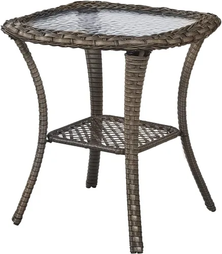 Miniatura 18 de Rilyson - Mesas de patio, mesa de café al aire libre - Mesas laterales de acero, mesa auxiliar para porche, terraza, balcón, jardín, mesa cuadrada