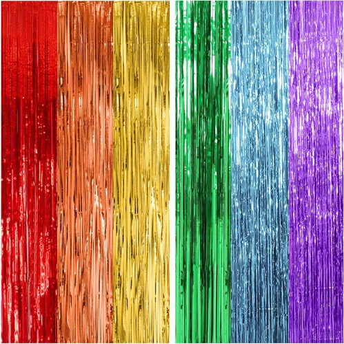 Miniatura 17 de Paquete de 2 cortinas de serpentinas negras para fiestas, telón de fondo de flecos de oropel de papel de aluminio, decoraciones para fiestas