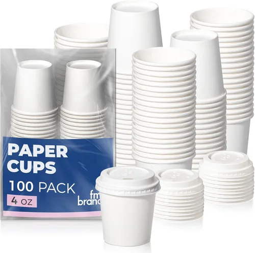 Miniatura 10 de Fit Meal Prep Paquete de 100 tazas de café desechables de 10 onzas con tapas, vasos de papel de primera calidad, tazas de café caliente a prueba