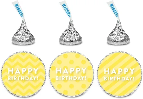 Miniatura 9 de Andaz Press Trío de etiquetas de gotas de chocolate, feliz cumpleaños, lunares, cheurón, rayas, aguamarina, paquete de 216, se adapta a recuerdos