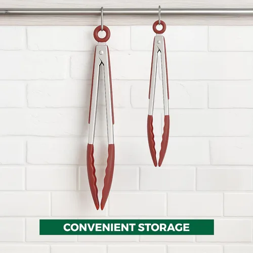 Miniatura 9 de Freshware Pinzas de cocina de acero inoxidable para cocinar con puntas de silicona, pinzas de silicona para asar a la parrilla, servir alimentos