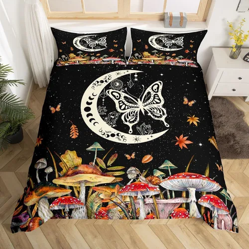 Miniatura 25 de Funda de edredón de hongos salvajes, acuarela, decoración de plantas naturales para exteriores, juegos de ropa de cama para niños, adolescentes
