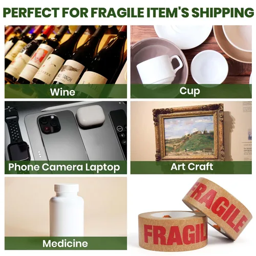 Miniatura 3 de TAPEBEAR Cinta Frágil de Papel Kraft Ecológico de 2 pulgadas x 55 yardas, Cinta de Papel Marrón de Embalaje Biodegradable Cinta Autoadhesiva