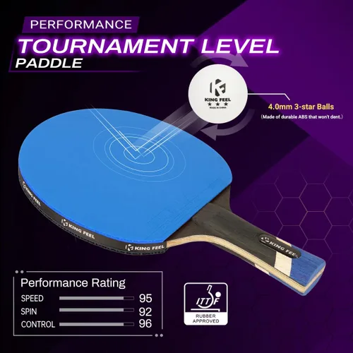Miniatura 5 de Raquetas profesionales de ping pong, ligeras raquetas de tenis de mesa de fibra de carbono con hoja de 7 capas, esponja premium de 0.08 pulgadas