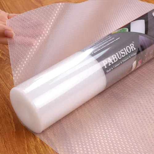 PABUSIOR Revestimiento transparente para estantes de gabinete: tapete impermeable para cajones de baño de 17.7 x 96 pulgadas, protector de armarios