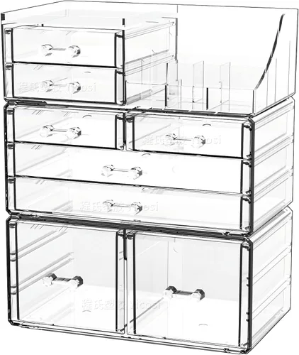 Miniatura 9 de Cq acrylic Organizadores de maquillaje para tocador con 6 cajones, paquete de 2 organizadores de cajones transparentes, bonitos accesorios
